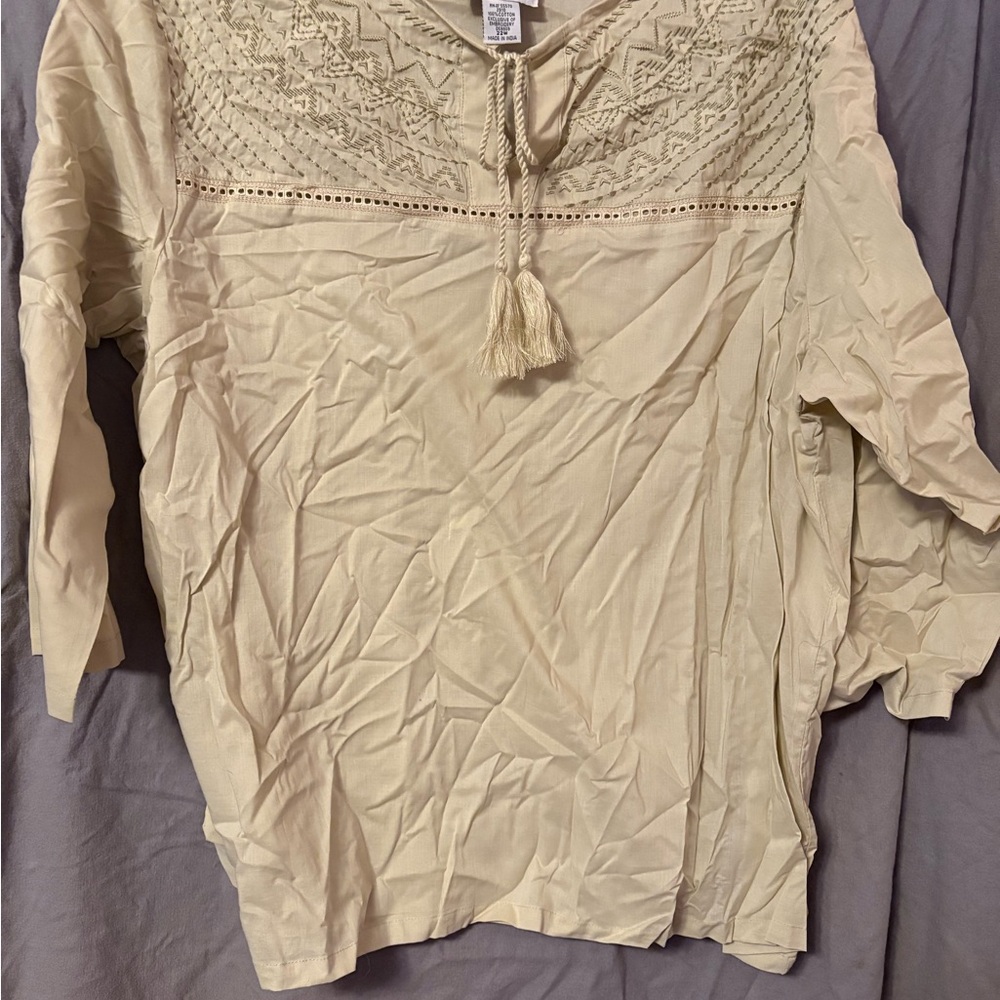 Anthony Richards Tan Relaxed Bib Collar Tunic